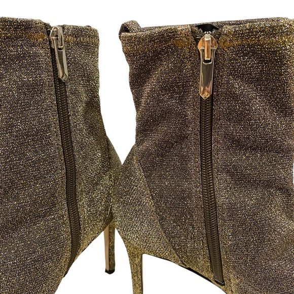 Sam Edelman Womens Side Zip Stiletto Metallic Knit Booties Gold Tone Size 7.5 - Picture 9 of 12